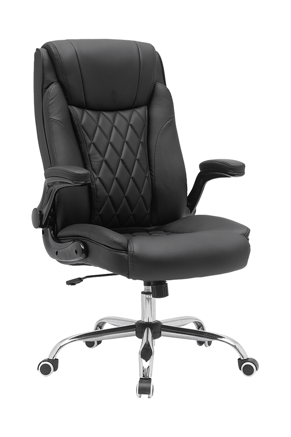 Adjustable Painted Armrest Chrome Base PU/PVC Office Chair