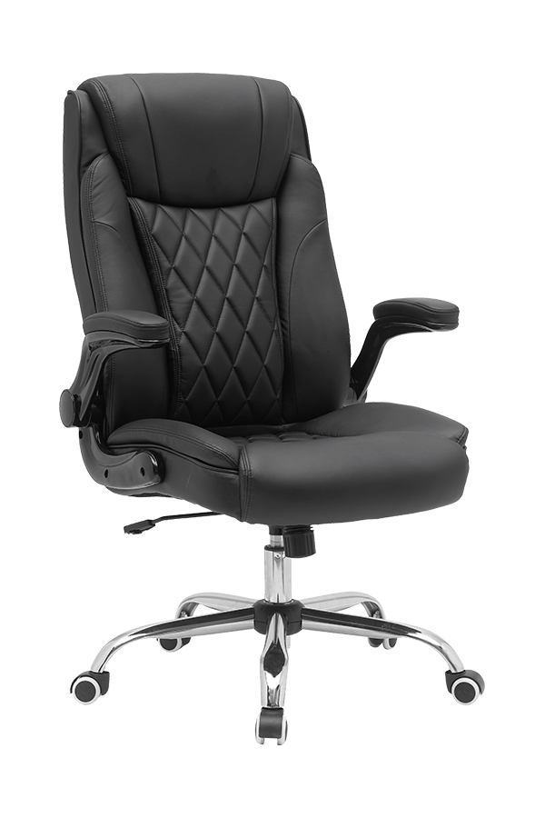Adjustable Painted Armrest Chrome Base PU/PVC Office Chair