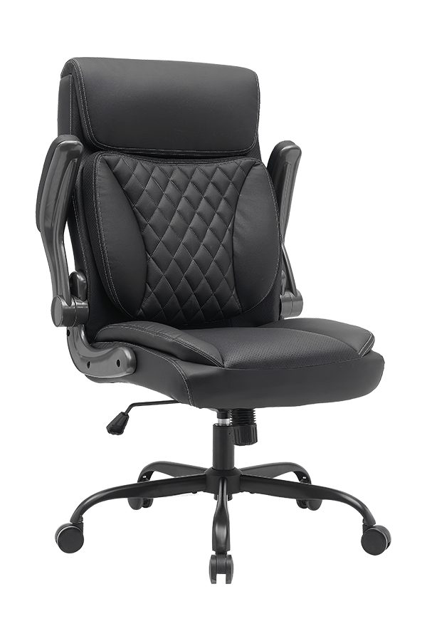 Adjustable Armrest Wood Frame PU Office Chair