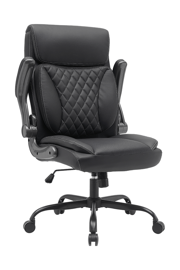 Adjustable Armrest Wood Frame PU Office Chair