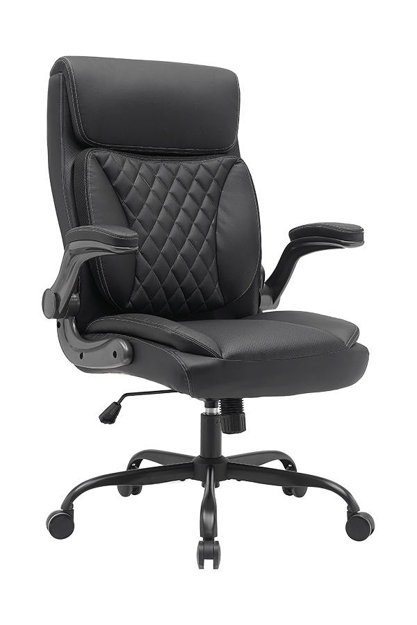 Adjustable Armrest Wood Frame PU Office Chair